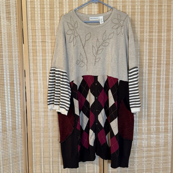 Alfred Dunner Dresses & Skirts - Alfred Dunner Womens XL Sweater Dress Cottagecore Preppy Boho Argyle Stripes
